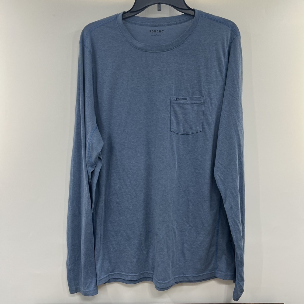 Poncho Outdoors Shirt Mens L Slate Blue Long Sleeve Crew Hiking The Bow River